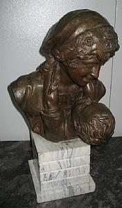  Scultura in bronzo MATERNITA' con base marmo 